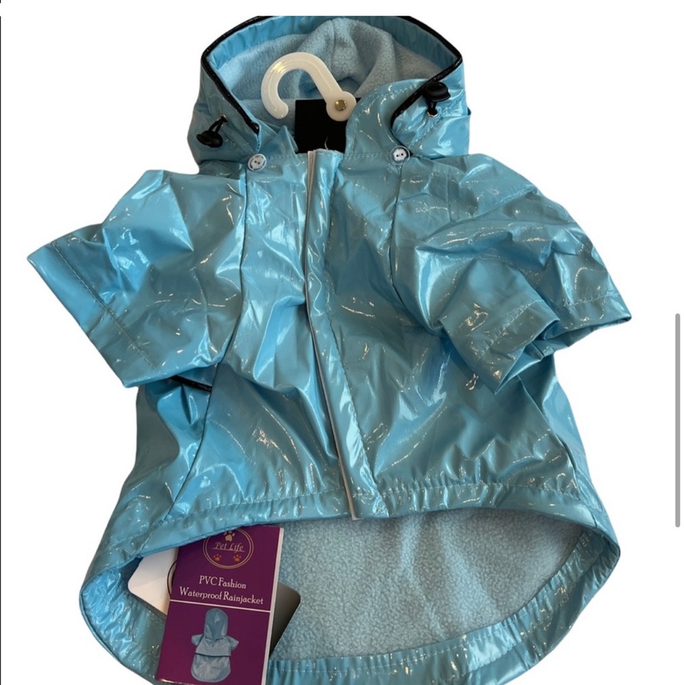 🐾 HOST PICK 🐾 Pet Life Baby Blue Waterproof Adjustable Pet Raincoat Size Med NWT - Picture 8 of 12